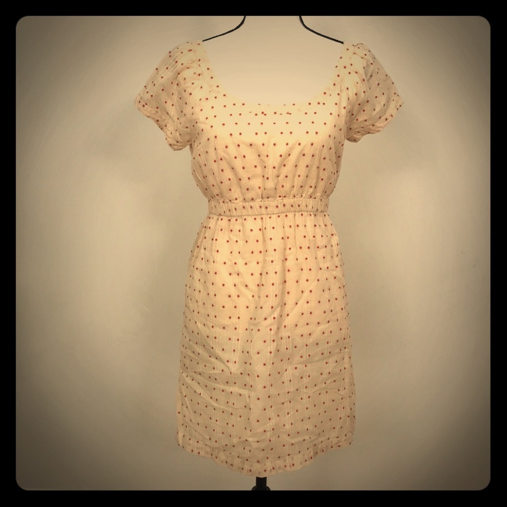 J Crew cream & pink Swiss dot dress Size XS